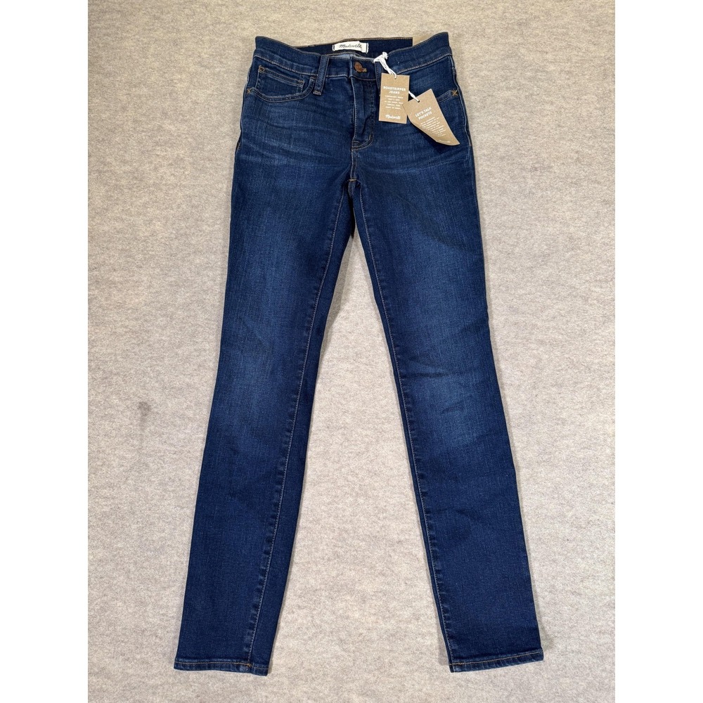 Madewell Roadtripper Mid Rise Skinny Jeans Womens 25 Dark Blue Stretch Denim